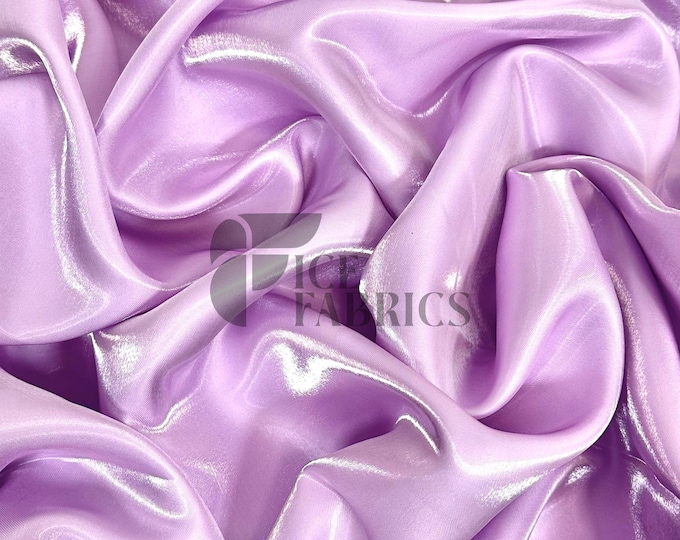 Lavender Reflective Liquid Thick Silky Satin Fabric - 58” Wide Shiny Two-Tone Satin Fabric - Bridal Satin Fabric for Dress, Decoration