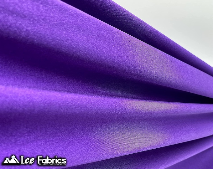 Purple Shiny Nylon Spandex Fabric By The Yard | 4 Way Stretch Fabric | Swimsuit Fabric | Dress, Tablecloth