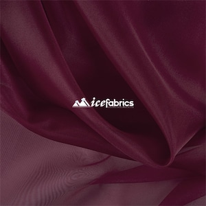 Burgundy_ Crystal Sheer Organza Fabric By The Yard and By The Roll- for Decorations, Fashion Dress