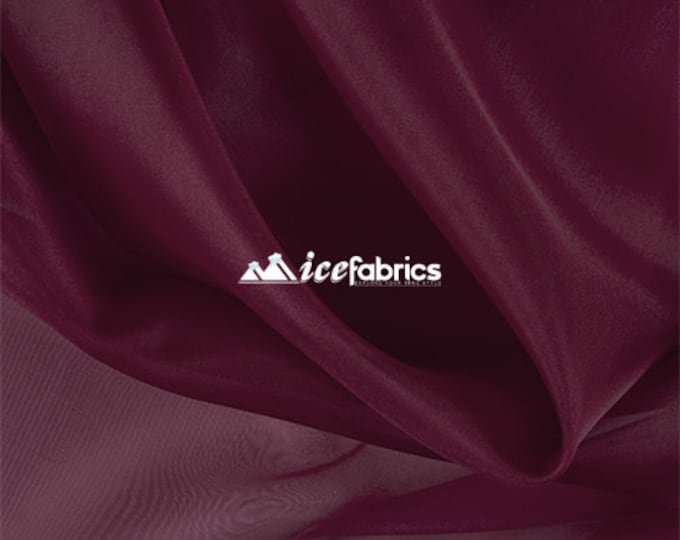 Burgundy_ Crystal Sheer Organza Fabric By The Yard and By The Roll- for Decorations, Fashion Dress