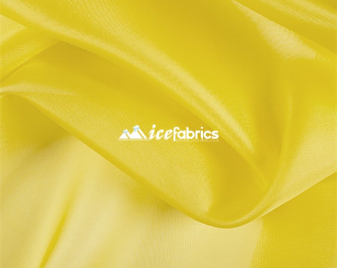 Yellow_ Crystal Sheer Organza Fabric By The Yard and By The Roll- for Decorations, Fashion Dress