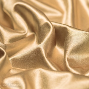 Champagne 4 way stretch Silky Spandex Satin Fabric By The Yard | Shiny Satin Fabric | 60” Wide | Thick and Heavy Satin Spandex