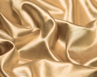 Champagne 4 way stretch Silky Spandex Satin Fabric By The Yard | Shiny Satin Fabric | 60” Wide | Thick and Heavy Satin Spandex | CasinoLuxe