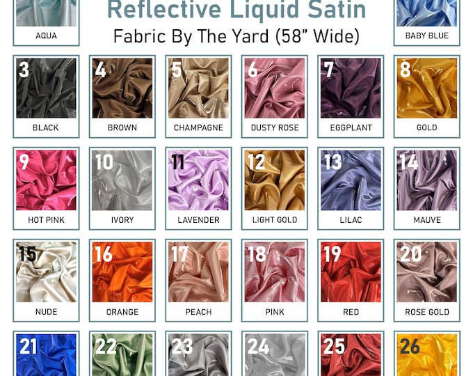 Reflective Liquid Thick Silky Satin Fabric - 58” Wide Crystal Shiny Two-Tone Satin Fabric - Bridal Satin Fabric for Dress, Decoration