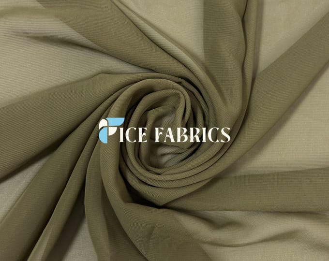 Light Olive Soft Silky Chiffon Fabric By The Yard Matte Chiffon Fabric (60” Wide ) dresses, tablecloth, decor, design.