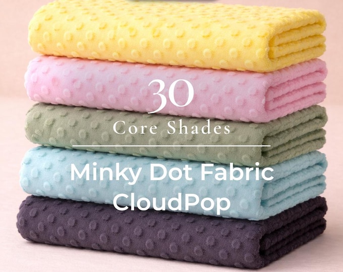Polka Dot Minky Fabric By The Yard | Super Soft Minkee Fabric | 58’’ Wide | Polka Dot Minky Fabric | CloudPop