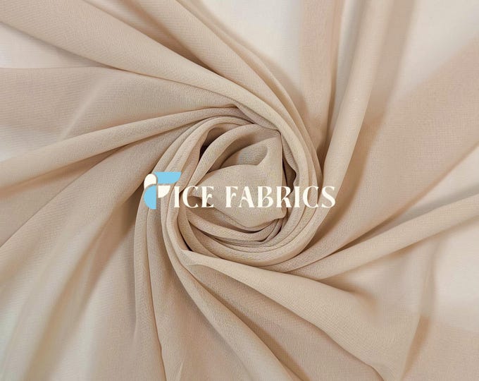 Taupe Soft Silky Chiffon Fabric By The Yard Matte Chiffon Fabric (60” Wide ) dresses, tablecloth, decor, design.