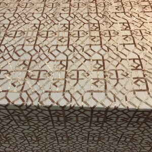 Champagne Sequins 4 Way Stretch On A Mesh Lace Embroidery Fabric Geometric Design For Tablecloths/Dresses/Night gowns/ Runners