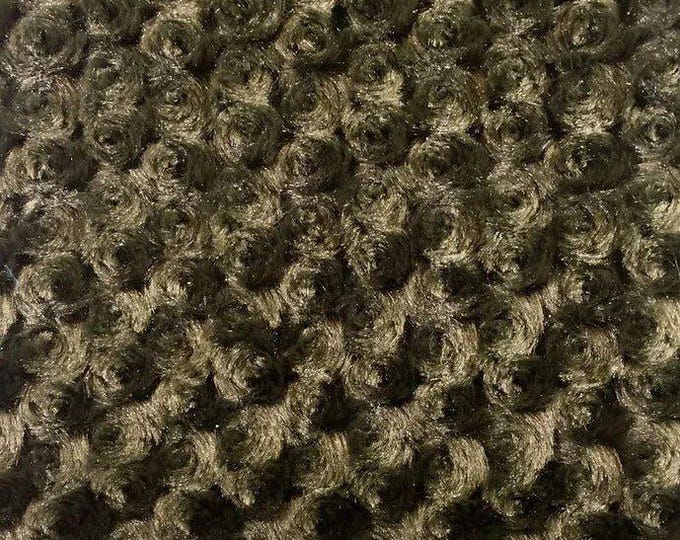Avocado Rose Rosette Minky Fabric By The Yard | Ultra Super Soft Fabric | 58” Wide Swirl Plush Texture Fabric | RoseSoft