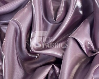 Mauve Reflective Liquid Thick Silky Satin Fabric - Shiny Two-Tone Satin Fabric - Bridal Satin Fabric for Dress, Decoration | ReflectLuxe