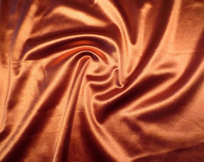 Copper CHARMEUSE Stretch Satin Fabric By The Yard// Stretch CHARMEUSE Satin For Dresses, Decorations, Craft Project, Event Decor, Garments