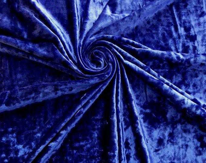 Royal Blue Stretch Fabric// High Quality Stretch Crushed Velvet Fabric By The Yard//58,60 Wide For Dresses, DECORATIONS,skirts, boots, bag