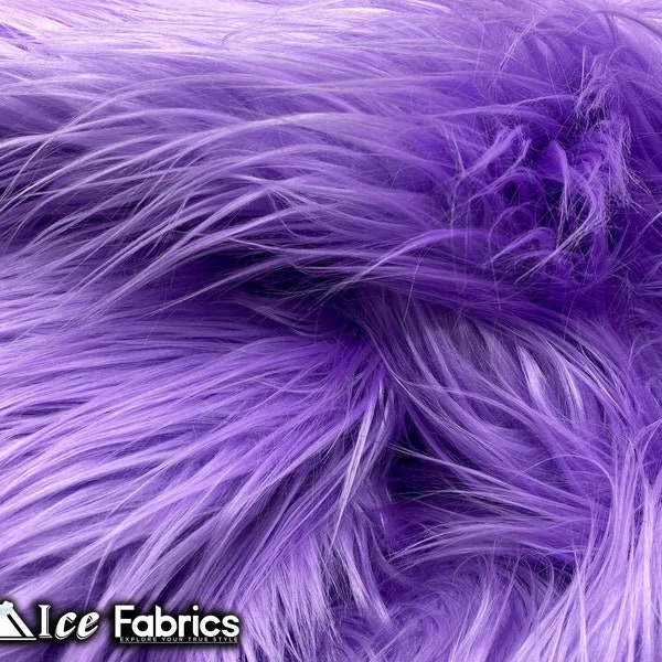 Lavender Shaggy Mohair Animal Long Pile Faux Fur Fabric By The Yard | Fake Fur Material | 60” Wide | Solid and Soft