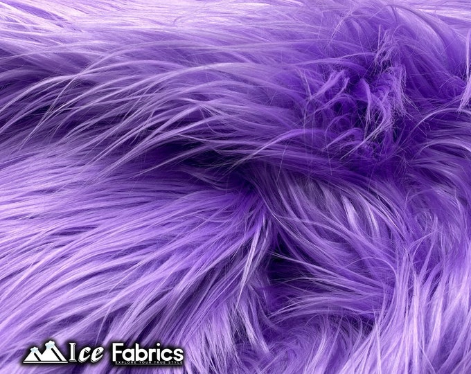 Lavender Shaggy Mohair Animal Long Pile Faux Fur Fabric By The Yard | Fake Fur Material | 60” Wide | Solid and Soft