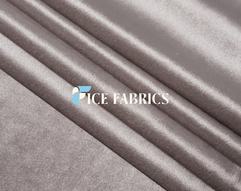Silver Royal Soft Velvet Upholstery Fabric by the Yard – Heavy Weight Fabric for Sofa, Couch, Chair, Drapery, Curtains | VelvetRoyal