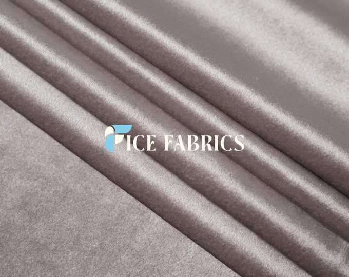 Silver Royal Soft Velvet Upholstery Fabric by the Yard – Heavy Weight Fabric for Sofa, Couch, Chair, Drapery, Curtains, and Home Décor