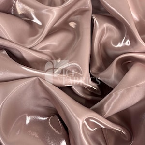 Rose Gold Reflective Liquid Thick Silky Satin Fabric - 58” Wide Shiny Two-Tone Satin Fabric - Bridal Satin Fabric for Dress, Decoration