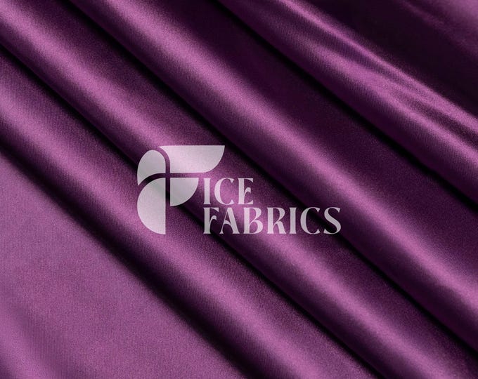 Purple Luxury Stretch Silk Satin Fabric by The Yard - 2-Way Stretch 60" Wide Silky Fabric for Apparel and Decor - Ice Fabrics
