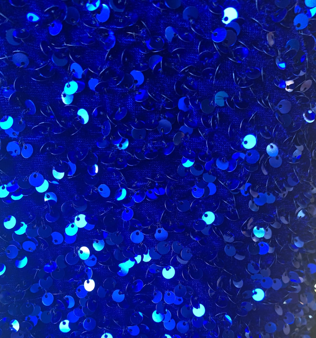 Royal Blue Sequin Fabric by the Yard/ Sequin Stretch Velvet Fabric