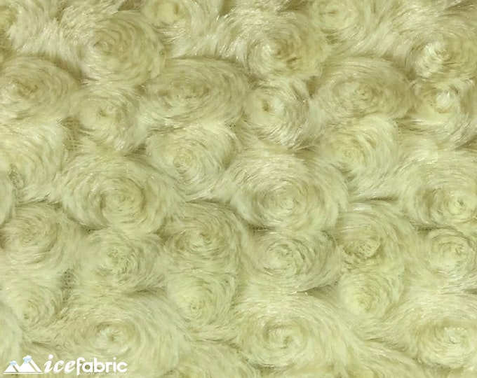 Banana Rose Rosette Minky Fabric By The Yard | 4 Way stretch Fabric | Ultra Super Soft Fabric | 58” Wide Swirl Plush Texture Fabric