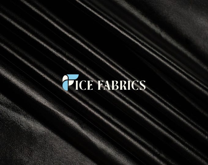 Black Metallic Foil knit 4 Way stretch Spandex Fabric By The Yard Shiny Stretch Fabric for Dress, night gowns