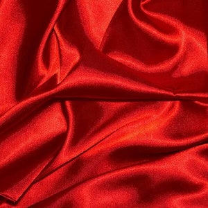 Red Stretch Silky Charmeuse Satin Fabric By The Yard- bridal Fabric, Dresses, decorations.