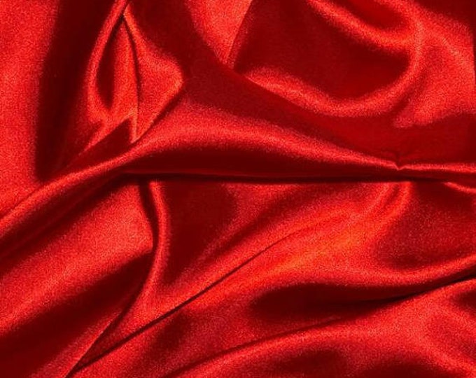Red Stretch Silky Charmeuse Satin Fabric By The Yard- bridal Fabric, Dresses, decorations.