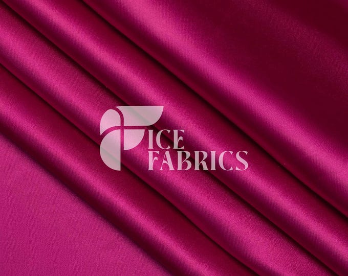 Fuchsia Luxury Stretch Silk Satin Fabric by The Yard - 2-Way Stretch 60" Wide Silky Fabric for Apparel and Decor - Ice Fabrics