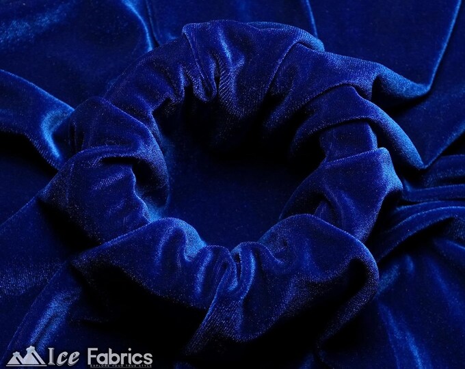 Smooth Royal Blue 4 Way Stretch Velvet Fabric By The Yard | Polyester Spandex Fabric | 60” Wide | for Dress, tablecloth, Drapery
