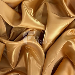 Light Gold Reflective Liquid Thick Silky Satin Fabric - 58” Wide Shiny Two-Tone Satin Fabric - Bridal Satin Fabric for Dress, Decoration