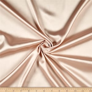 Beige- Soft Silky Shiny Stretch Charmeuse Satin Fabric By The Yard- Thin Satin- %5 Spandex