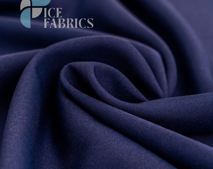 Navy Blue Solid Poly Poplin Fabric by the Yard for Clothing, Crafts and Decorations | Poplina Luxe