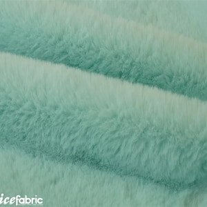 Aqua Bunny Faux Fur Thick Minky Fabric By The Yard | Ultra Soft 0.5&quot; Short Pile Rabbit Fur Fabric | 60&quot; Wide Minky Rabbit Fur