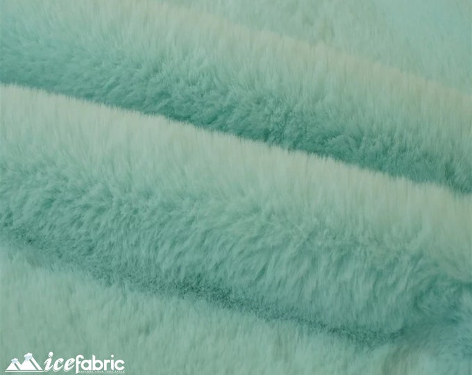 Aqua Bunny Faux Fur Thick Minky Fabric By The Yard | Ultra Soft 0.5" Short Pile Rabbit Fur Fabric | 60" Wide Minky Rabbit Fur
