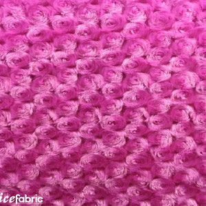 Tessuto Minky con rosetta rosa fucsia tagliato su misura / Tessuto elasticizzato in 4 direzioni / Tessuto ultra super morbido / Tessuto a trama peluche a ricciolo largo 58&quot;