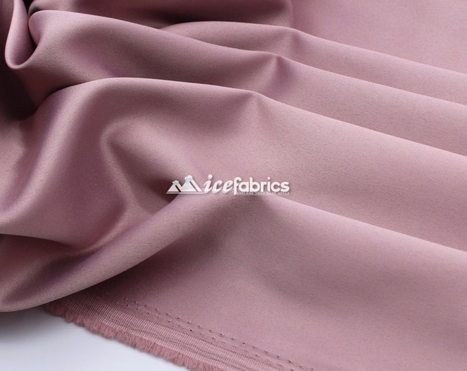 Rose Lavender_ Silk Stretch Soft Podanzh Satin Fabric - Thick Heavy Satin - By The Yard- Stretch %5 - Used for Wedding Dress, Face Masks