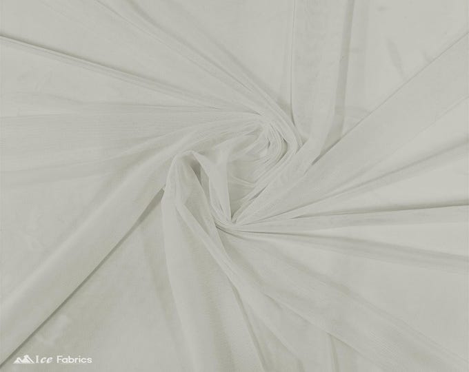 Ivory Stretch Power Mesh Fabric | 4 Way Stretch Nylon Power mesh Fabric By The Yard | Net Fabric