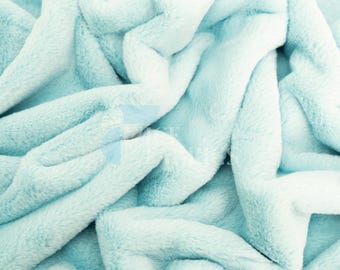Aqua Bunny Faux Fur Thick Minky Fabric By The Yard | Ultra Soft 0.5" Short Pile Rabbit Fur Fabric | 60" Wide Minky Rabbit Fur | BunnySoft