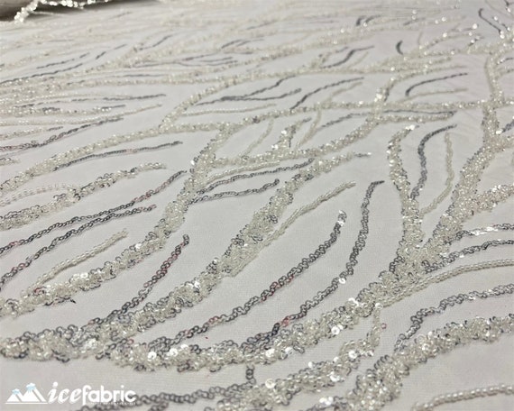 Ivory Handmade Heavy Beaded Fabric by the Yard 52 Wide Handmade Embroidery Beaded Lace Fabric With Sequin Etsy UK