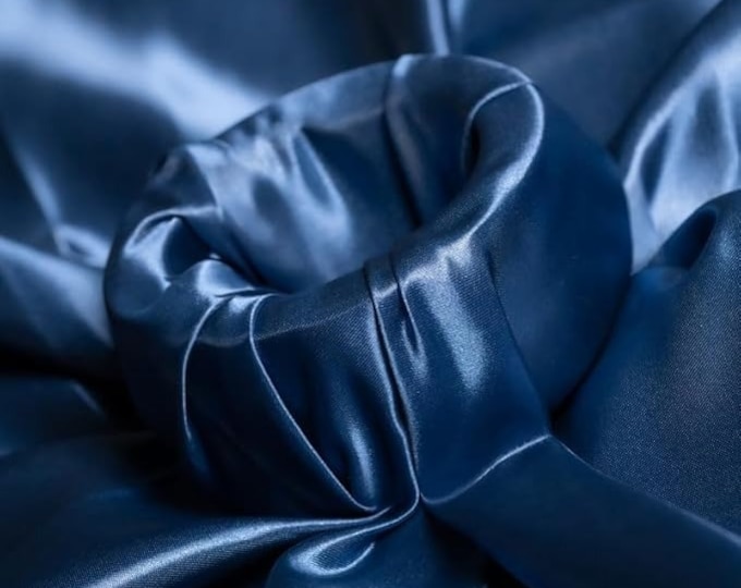 Bridal Satin Navy Blue Shiny Satin Fabric By The Yard Thick Satin Fabric (60” Wide) Apparel, wedding decor, tablecloth.