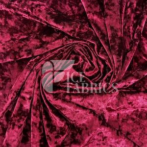 Burgundy Stretch Crushed Velvet Fabric by The Yard - 60/62&quot; Wide 250 GSM Velvety Fabric for Apparel, Upholstery, Curtains - Ice Fabrics