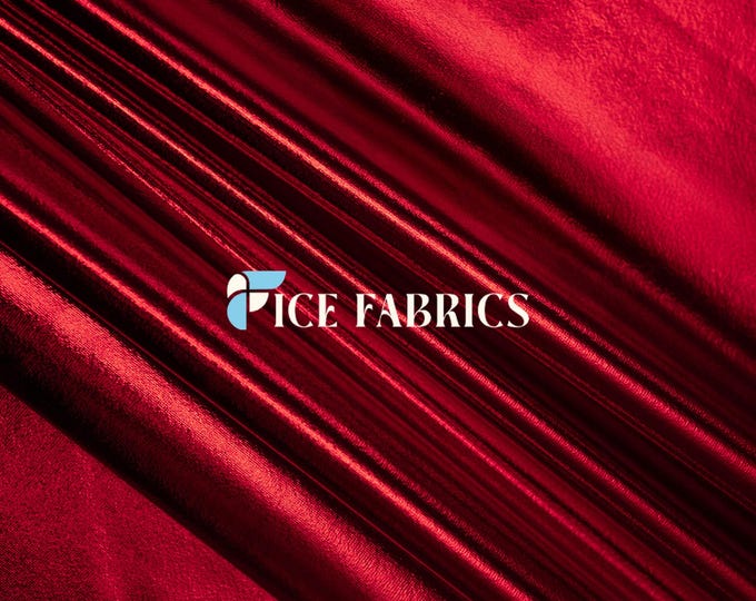 Red Metallic Foil knit 4 Way stretch Spandex Fabric By The Yard Shiny Stretch Fabric for Dress, night gowns