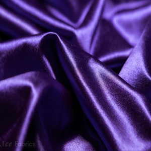 Purple 4 way stretch Silky Spandex Satin Fabric By The Yard | Shiny Satin Fabric | 60” Wide | Thick and Heavy Satin Spandex