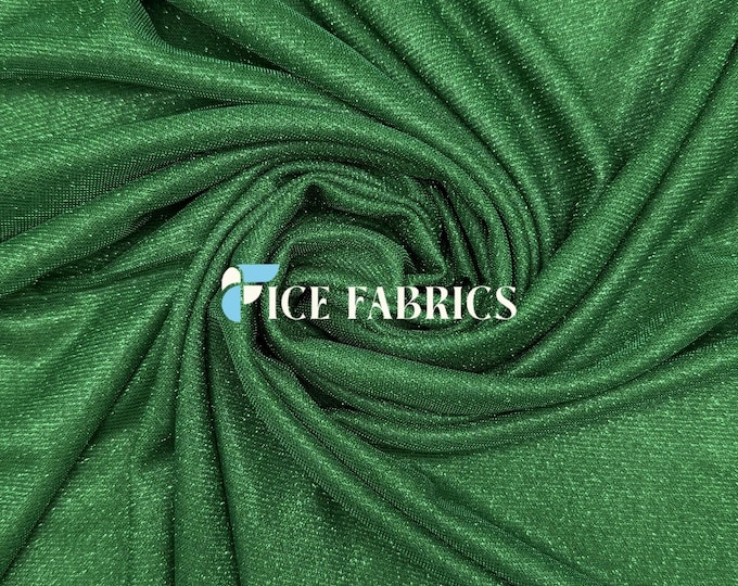 Green Lurex Sparkle Glitter Knit Spandex Fabric by the Yard for Dancewear and Apparel