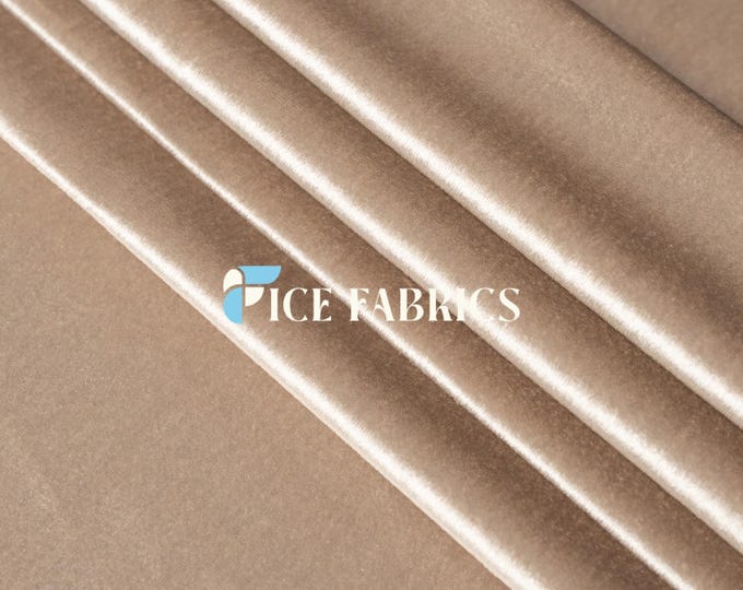 Champagne Royal Soft Velvet Upholstery Fabric by the Yard – Heavy Weight Fabric for Sofa, Couch, Chair, Drapery, Curtains, and Home Décor