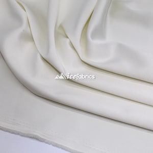 Ivory_ Silk Stretch Soft Podanzh Satin Fabric - Thick Heavy Satin - By The Yard-  Stretch %5 - Used for Wedding Dress, Face Masks