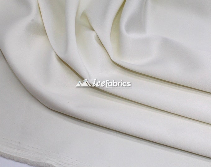 Ivory_ Silk Stretch Soft Podanzh Satin Fabric - Thick Heavy Satin - By The Yard-  Stretch %5 - Used for Wedding Dress, Face Masks