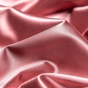 Dusty Rose 4 way stretch Silky Spandex Satin Fabric By The Yard | Shiny Satin Fabric | 60” Wide | Thick and Heavy Satin Spandex