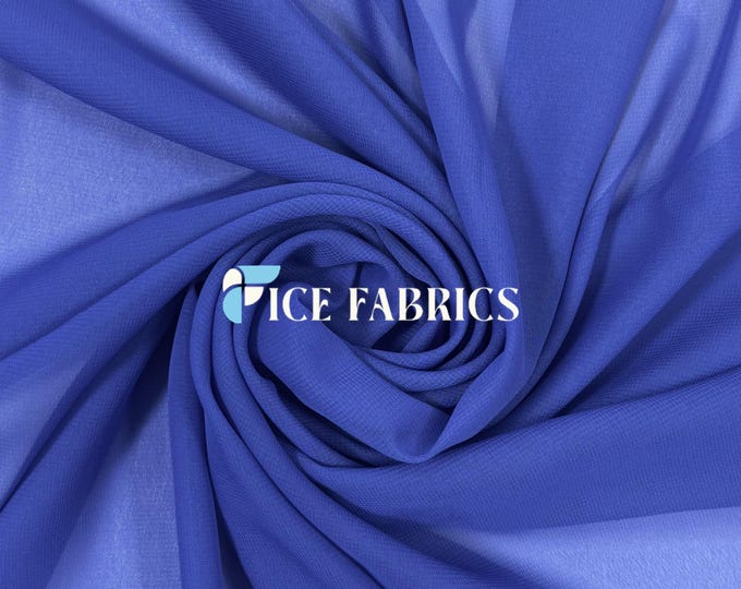 Royal Blue Soft Silky Chiffon Fabric By The Yard Matte Chiffon Fabric (60” Wide ) dresses, tablecloth, decor, design.