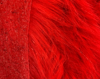  Faux Fur Fabric Long Pile Sparkling Tinsel RED / 58 Wide/Sold  by The Yard : Arts, Crafts & Sewing